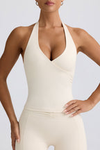 Chic Halterneck Open-Back Tank Top in Vanilla