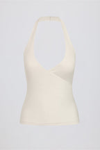 Chic Halterneck Open-Back Tank Top in Vanilla