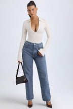 Chic Modal Plunge V-Neck Bodysuit in Ivory