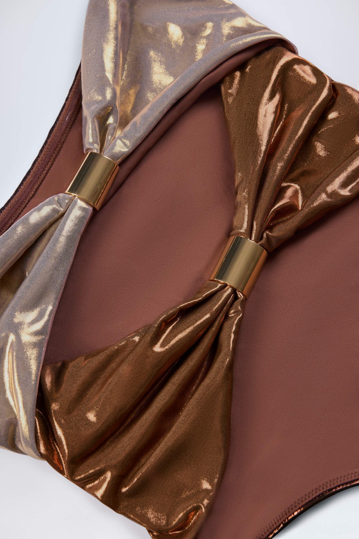 Chic Panelled Cut-out Swimsuit in Bronze Gold