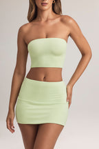 Chic Modal Mid-Rise A-Line Mini Skirt in Sage Green